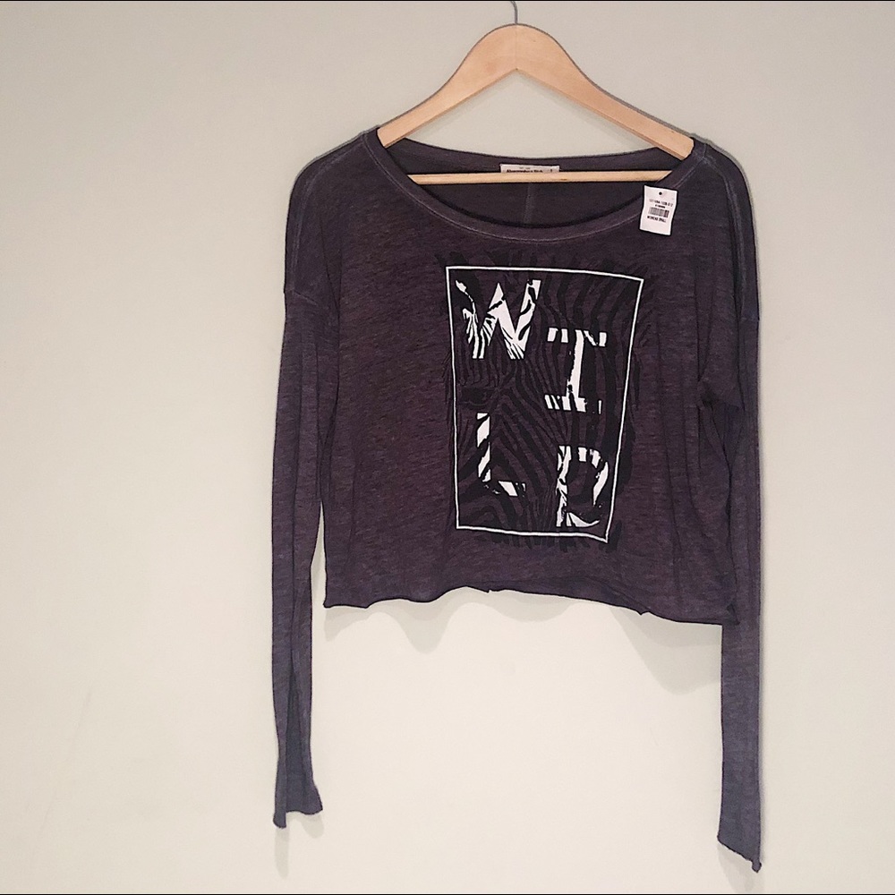 NWT Abercrombie "Wild" Grey Crop Top Long Sleeve